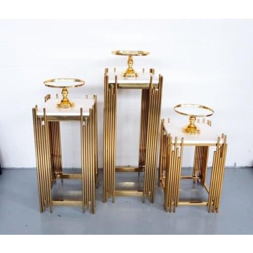 3pcs/set)wedding metal pedestal columns cakes Baby shower Decor Gold Plinths cylinder stands sunyu2588