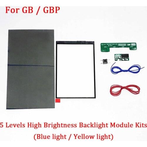 5 Levels Brightness Backlight LCD Screen Module Kits for GB / GBP Screen LCD Highlight (Blue light/ Yellow light) Backlit Mod