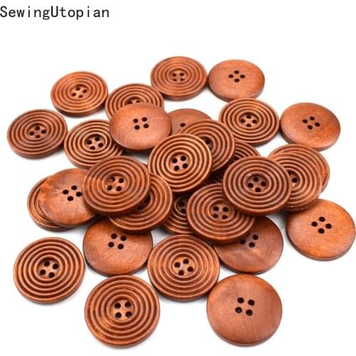 500PCS Brown Wooden Buttons 4-holes Wood Button 15MM Sewing Scrapbooking DIY Clothing Scrapbooking Accessories