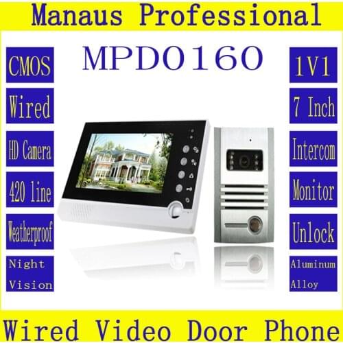 7inch color display screen Handfree intercom Motion detector action with Camera,1V1 Video Doorphone support to Mic&Speaker D160b