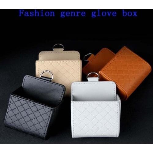 Car lambskin air outlet bucket Car storage bag Car air conditioning mouth-mounted large-screen mobile phone storage box