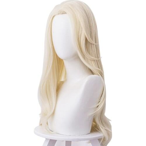 Fast Shipping Anime Elsa Wig Adult Princess Cosplay Elsa Wig 65cm Straight Heat Resistant Synthetic Hair Wig Halloween Party Wig