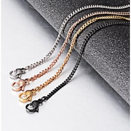 Black / Gold / Rose Gold / Silver Color Necklace Chains Fitting for DIY Necklace Jewelry Making Stainless Steel Chains 45cm+5cm