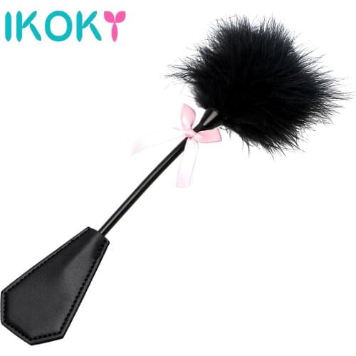 IKOKY Fetish Sex Whips Clit Stimulation Slave Flogger SM Adult Game Horse Whip Sex Toys for Couple Leather Spanking Paddle