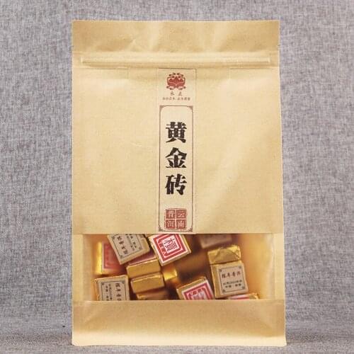 China Yunnan Ripe Cha Small Golden Brick Xiaotuo Cha Puer Small Square Cake Mellow Golden Brick Cha Paper Bag 250g Shu Puer