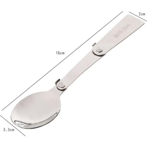 050 Multi-function Folding spoon portable tableware 304 stainless steel spoon 16*3.3*2cm