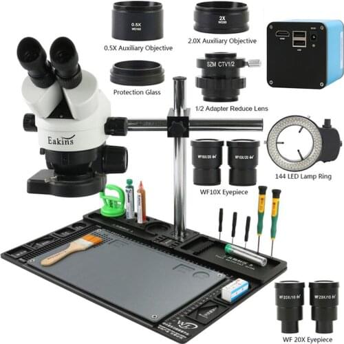 3.5-90X Simul-focal Trinocular Stereo Microscope 4K 36MP HDMI Microscope Camera Rotating Bracket Phone Repair Platform