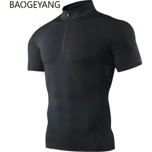 Mens dry fit compression shirt fitness rashgard Short sleeves running gym t shirt sport football sport sport tight sport