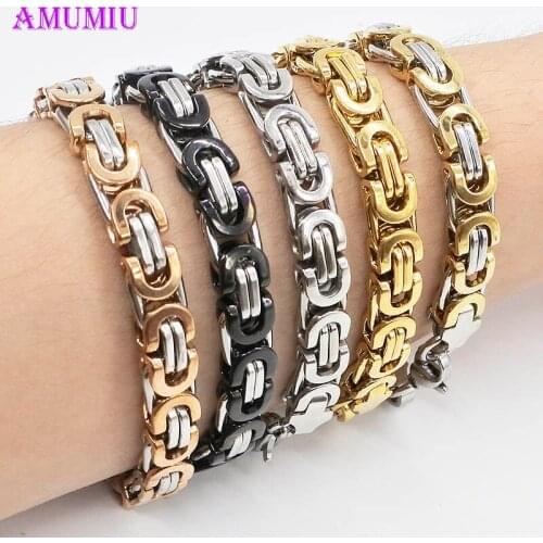 AMUMIU men bracelet byzantine stainless steel links & chains Bracelets for man new pop jewelry Bracelets & bangles PUNK B003