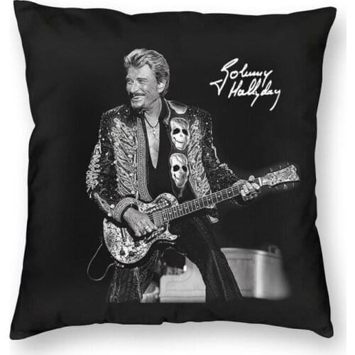 Johnny Hallyday Cushion Covers Sofa Home Decorative French Singer Rock Music Square Throw Pillow Cover 45x45 Coussin Exterieur