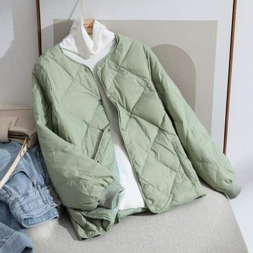 New Winter Baseball Down Jacket Women Short White Duck Down Outwear Loose Casual Coat Ultra Light Thin Down Jackets