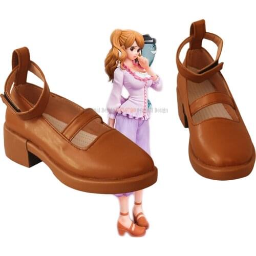 Charlotte Shoes Cosplay Anime One Piece Charlotte Cosplay Boots Brown Sandals Custom Made