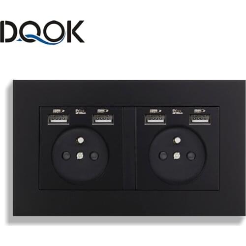 EU Standard USB socket panel , Double Outlet,16A Quality power panel AC 110~250V 146mm * 86mm,Double frame Wall USB Power Outlet