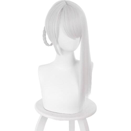 Game NieR RepliCant Cosplay Wigs NieR Kaine Braided Cosplay Wig Heat Resistant Synthetic Wig White Straight Hairs hairpieces