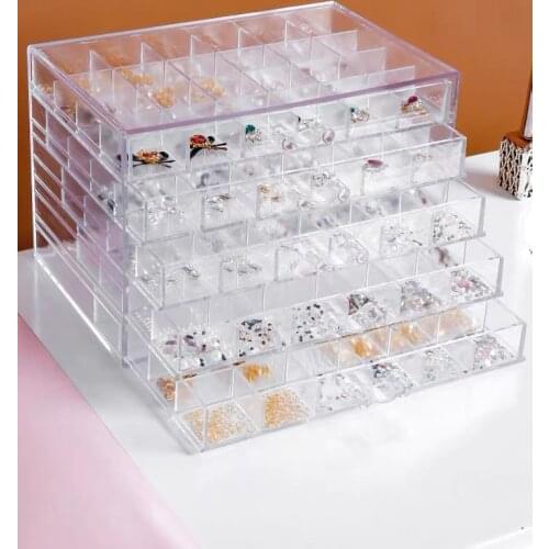 Transparent Nail Art Decoration Storage Box Rhinestones Beads Accessories Display Container Jewelry Case Manicure Tool Holder