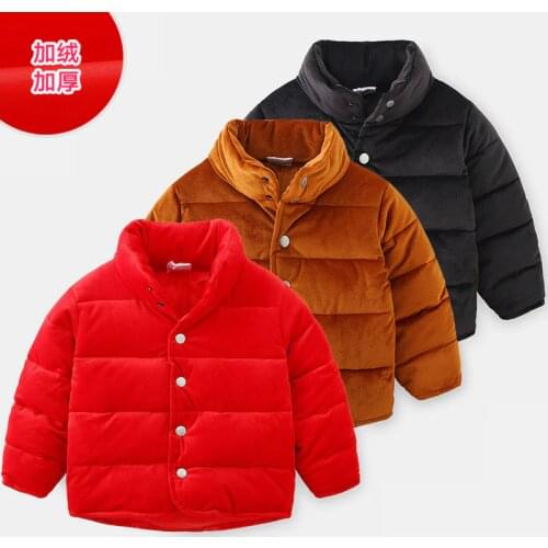 Baby Down Coats 2019 Winter New Childrens Solid Jackets Fashion Warm Thick Coats Toddler Boys Parkas Kids Plus Velvet Jackets