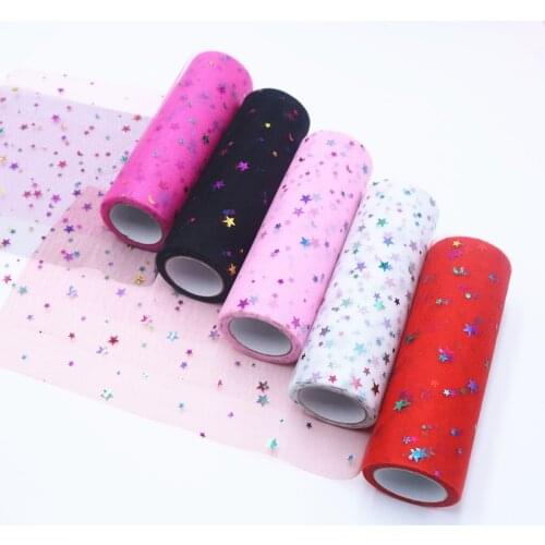 Rainbow Star Glitter Tulle Roll for Table Runner Chair Sash Bow Tutu Skirt Wedding Party Gift Ribbon unicorn birthday decoration