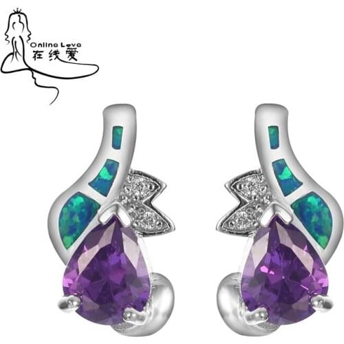 Romantic Style Opal Zircon Silver Plated Earrings For Women Elegant Jewelry Free Shipping Earrings Er013