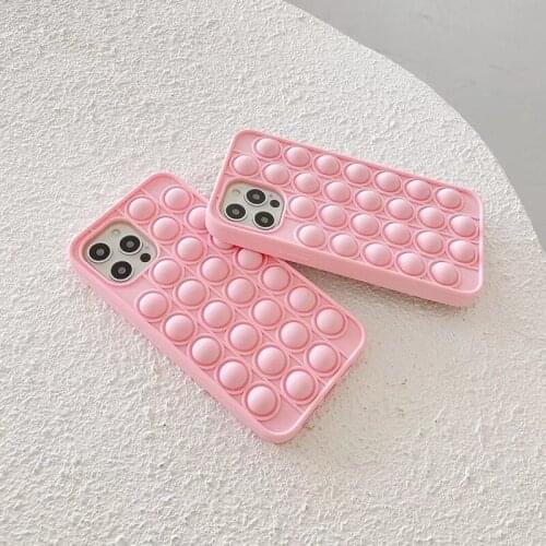 Relive Stress Fidget Toys Push It Bubble Silicone Phone Case For iPhone 11 12 Pro Max 6 7 8 Plus SE 2 X XR XS Max Soft Cover