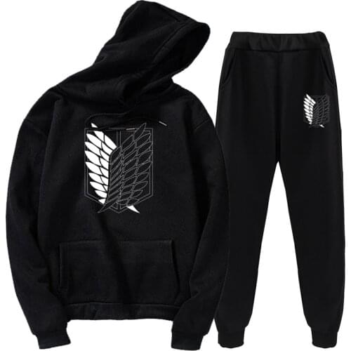 2021 Tracksuits Two Pieces Sets Attack on Titan Hooded Oversized Sweatshirt Pants street wear Hoodie Suit Winter Casual Outfits