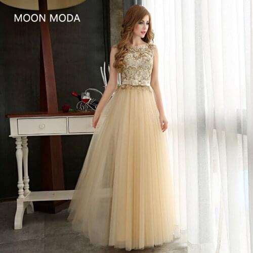 Evening Dress Long Women Stunning Gold Golden Gowns Formal Sequins Special Occasion 2020 Sequined Tulle Lace vestidos de noche