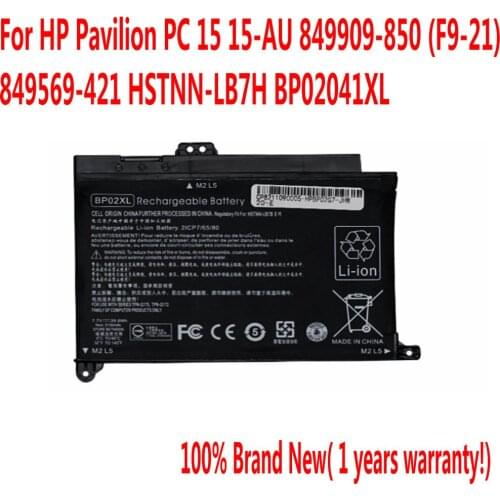 High Quali 7.7V 39.6wh BP02XL Laptop battery For HP Pavilion PC 15 15-AU 849909-850 (F9-21) 849569-421 HSTNN-LB7H BP02041XL