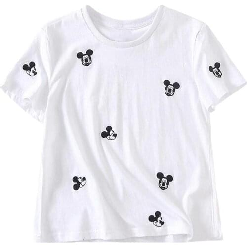 Disney Cartoon Mickey Mouse Shirts for Women Print Round Neck Short-sleeved Women Fashion Clothing Graphic T-Shirts Harajuku