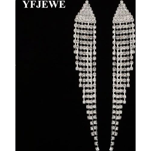 YFJEWE High Quality Fashion Jewelry Crystal Flower Design Dangle Earrings Elegant Women Statement Tassel Long Drop Earrings E454