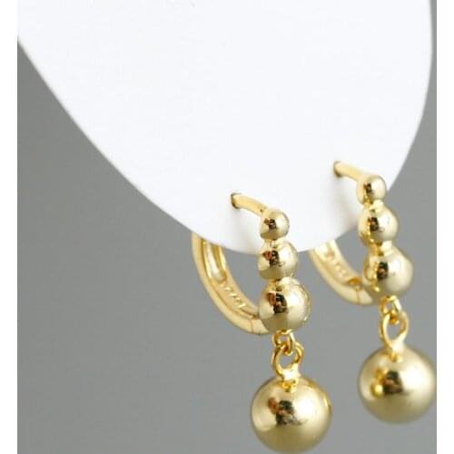 925 Sterling Silver Bead Pendant D Shaped Small Hoop Earrings Female Simple Creative Hot Sale Jewelry Wholesale