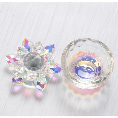 1pc Flower Crystal Glass Nail Cup Container for Nail Powder Liquid Holder Nail Brush Washing Equipment Nail Art Tool Manicure