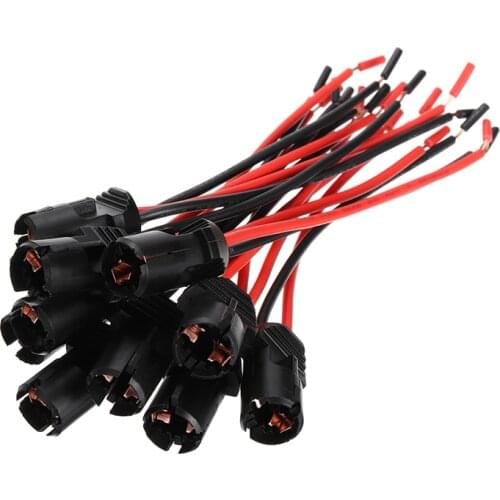 10pcs T10 W5W 147 501 Car Socket Connector Holder Base With Wire Harness For Motorcycle Instrument Lights Accessories