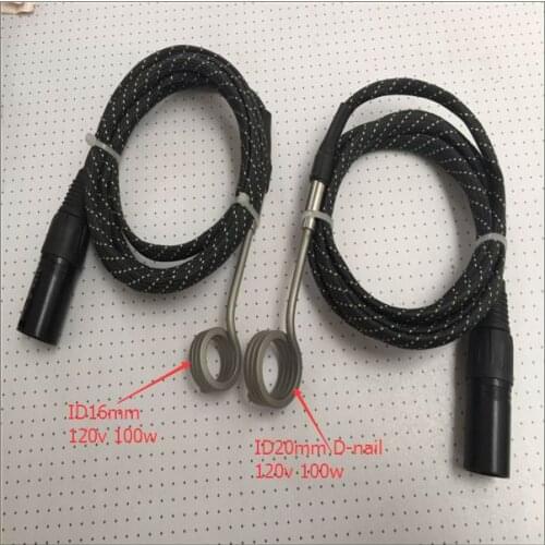 10pcs Wire Length 1.2m ID.16/20mm,Height12.7mm,120V100W,D-nail Coil Heater,Thermocouple K,Kevlar Sleeve with XLR 5 pin Plug