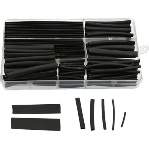 150Pcs Boxed Heat Shrinkable Sleeving 2:1 Black Electronic DIY Kit Insulated Polyolefin Sheathed Shrink Sleeve Cables AndCable