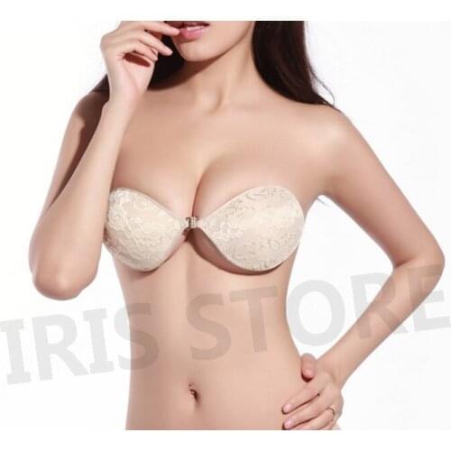 2014 New Fashion Women Strapless and Front button Lace Flower Print Push Up sexy Lady Bra Wedding Dress Evening Dress CB015