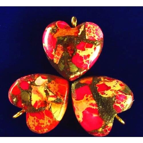 6Pcs Peachblow Sea Sediment Jaspers & Pyrite Heart 20x20x7mm Pendant Bead Free Shipping Fashion Jewelry Ca181024(Send Randomly)
