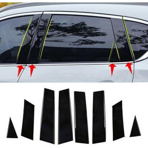 8pcs Black Mirror Effect Car Window Pillar Column Trim Cover PC Plastic For NISSAN Qashqai 2016-2018 Car Styling Accessories
