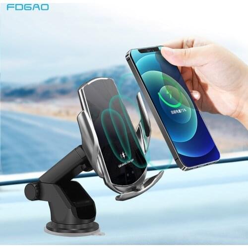 Automatic Clamping 15W Qi Car Wireless Charger for iPhone 12 11 Pro XS XR X 8 Samsung S21 S20 S10 Magnetic Charging Phone Holder