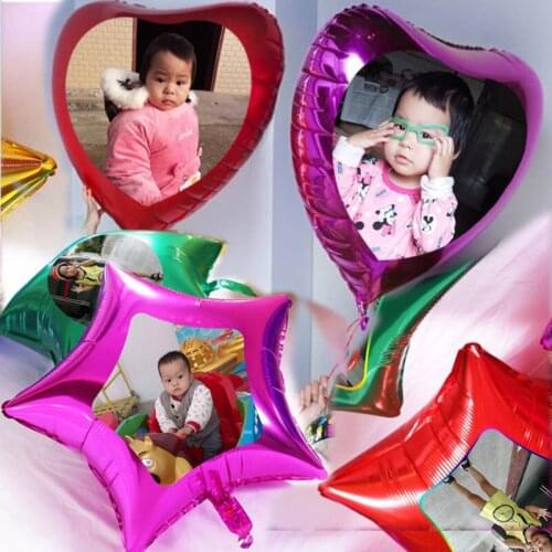 10pcs large helium foil balloons customize photo multi color prints 24inch 60cm / 32inch 75cm heart /star printing