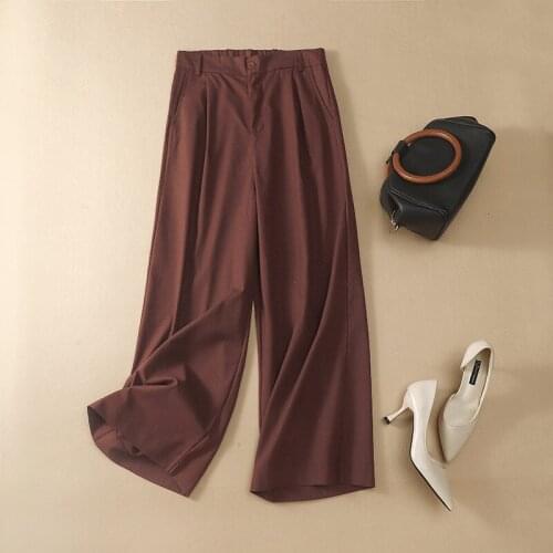 Limiguyue Summer Women Cotton Linen Pants Solid Loose Ankle Trousers Pantalones Casual Pocket Pleated Wide Leg Pant 6Color K2255