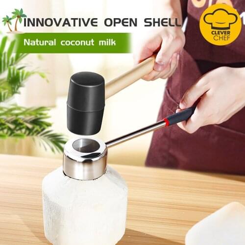 Coconut Opener Tool Set for Young Coconuts Safe 304 Stainless Steel Coconut Opening Tool with Hammer