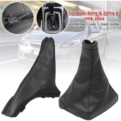 Car Parking Handbrake Grips Sleeve Cover And Gear Shift Knob Gaiter Boot Cover PU Leather For Opel Astra G Zafira A 1998-2004