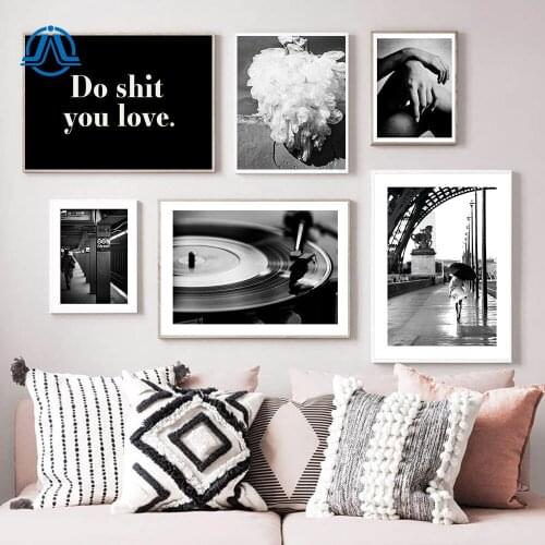 Black And White Canvas Painting Phonograph Poster Fashion Wall Print Do Shit You Love Quote Picture For Living Room Decoration