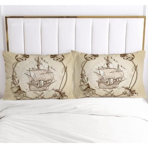 2 PCS 3D Printed Pirate Ships And Treasure 100% Polyester Pillowcase Printed Home Decorative Pillowcase Decoraion Bedclothes