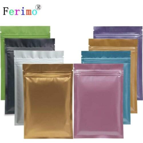 Ferimo 100pcs Metallic Mylar Ziplock Bags Flat Bottom Black Aluminum Foil Small Zip Lock Plastic Food Storge Bags Wholesale