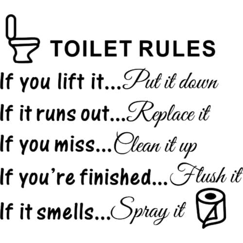 Hot Toilet Rules Bathroom Removable Wall Sticker Vinyl Art Decals DIY Home Decor