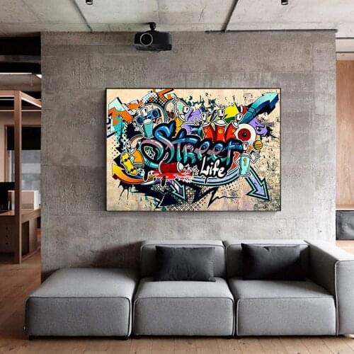 Graffiti art street life Canvas Painting Posters and Prints Cuadros Wall Art for Living Room Home Decor (No Frame)