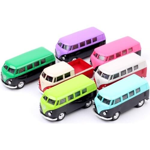 1:36 scale classics vintage car Welly Diecasts Vehicles metal 1963 T1 Bus Kombi Microbus model miniature car pull back toy child