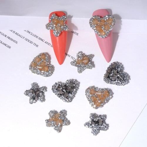 2Pcs Nail Crystal Charms Champagne/Black Luxury Full Crystal Large Rhinestones For Acrylic Nails Manicure Nail Accessories