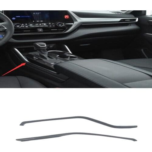 For Toyota Highlander 2021 2022 Carbon Fiber Gear Shift Box Cover Molding Trim Decoration Strip Inside Accessories Car Styling