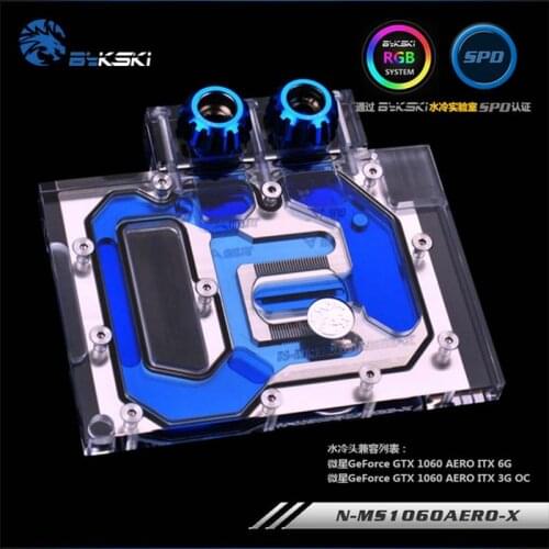 Bykski GPU cooler Full Cover Graphics Card Water Block for MSI GeForce GTX1060 AERO ITX 6G/3G OC N-MS1060AERO-X